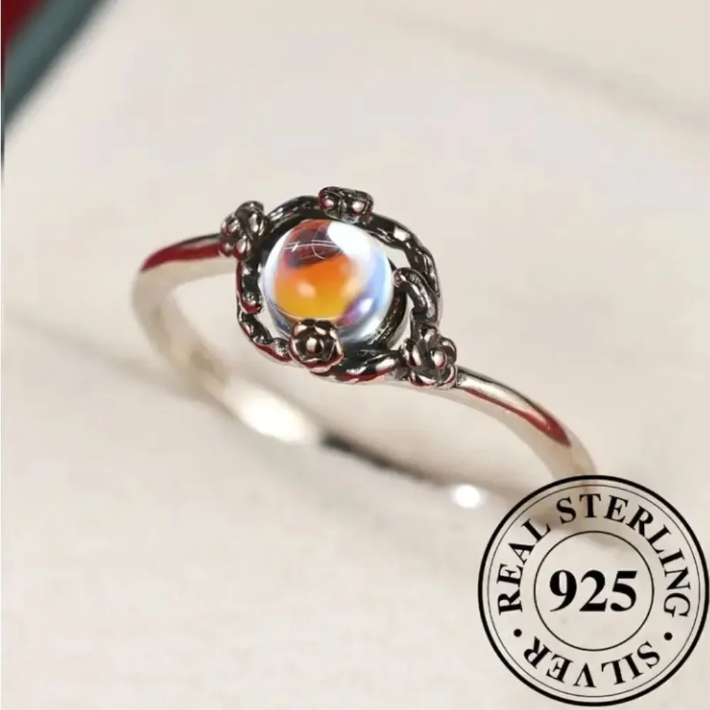 925 sterling moonstone ring sz 6
